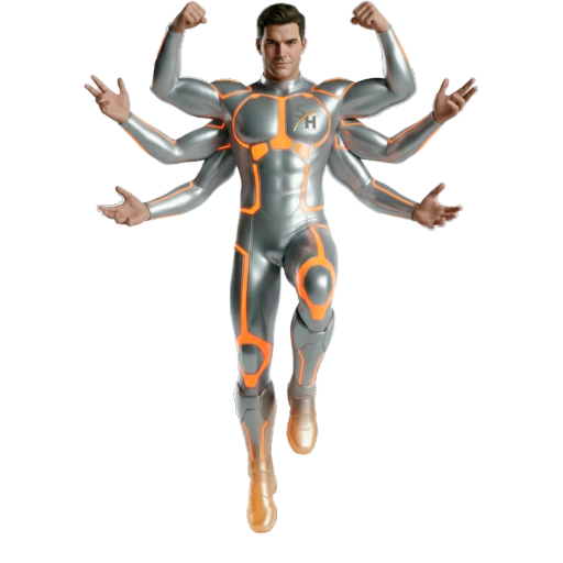 SPACEHUMAN — символический образ человека будущего в футуристичном костюме